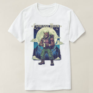 Espresso Moon Werewolf Camping Illustration T-Shirt