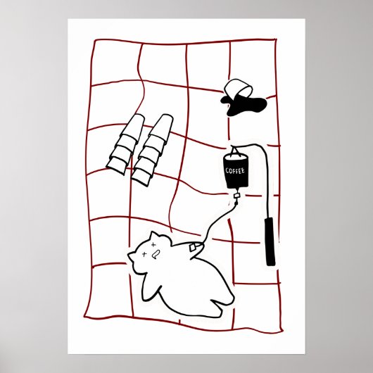 Espresso-Notfall — Katze mit Kaffeetropf-Humor Poster (Vorne)