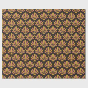 Espresso, Ocker und Rose Art Deco Tränenanhänger-F Geschenkpapier