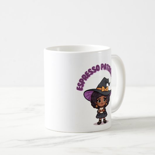 Espresso Patronum Witch Mug – Cute Witch with Bow Kaffeetasse (VorderseiteRechts)