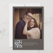 Espresso Photo Back QR Classic Minimalist Wedding  Einladung (Rückseite)