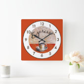 Espresso Quadratische Wanduhr (Zuhause)