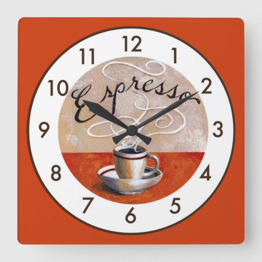 Espresso Quadratische Wanduhr (Vorderseite)