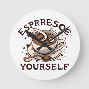 Espresso Runde Wanduhr