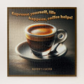 "Espresso selbst, das Leben passiert, Kaffee hilft Puzzle (Vertikal)
