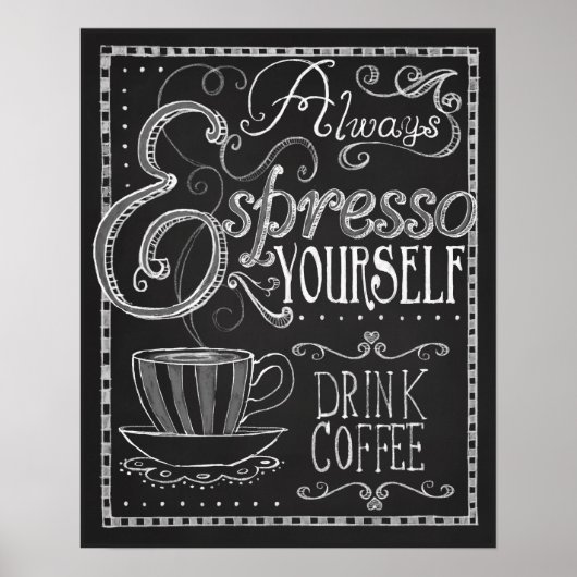 Espresso selbst, Kaffeekartentyppografie Poster (Vorne)