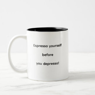 Espresso selbst vor dem Depresso! Zweifarbige Tasse