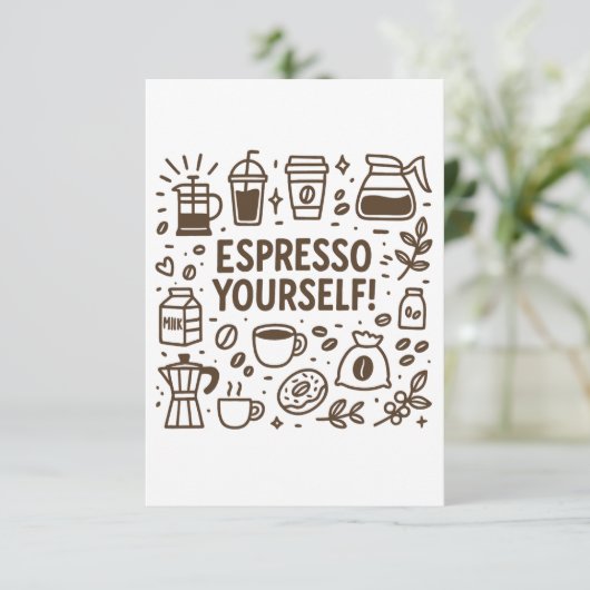 Espresso Sie selbst! Dankeskarte (Stehend Vorderseite)