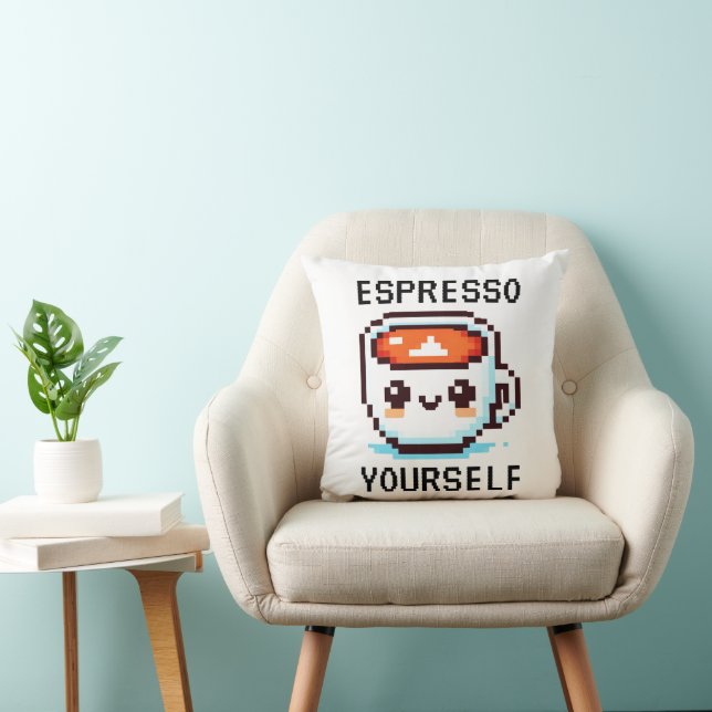 Espresso Sie selbst - Funny Pixel Art Coffee Desig Kissen (Stuhl )