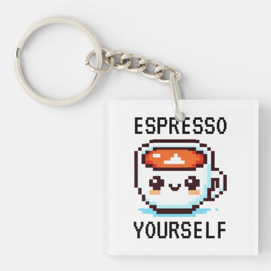 Espresso Sie selbst - Funny Pixel Art Coffee Desig Schlüsselanhänger (Vorderseite)