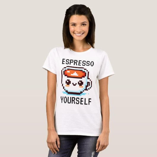 Espresso Sie selbst - Funny Pixel Art Coffee Desig T-Shirt (Vorne ganz)