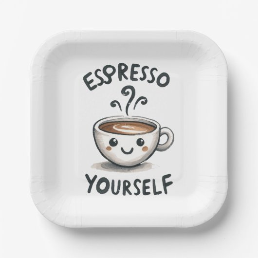 Espresso Sie selbst Kaffee Pappteller (Vorderseite)