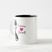 Espresso Sie selbst Schwarze Katze Zweifarbige Tasse (Vorderseite Links)