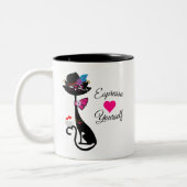 Espresso Sie selbst Schwarze Katze Zweifarbige Tasse (Links)