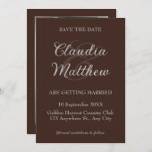 Espresso & Silver Script Photo Wedding Save The Date (Vorne/Hinten)