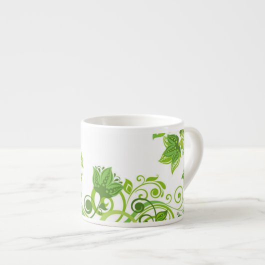 Espresso Tasse Green Floral (Vorderseite Rechts)