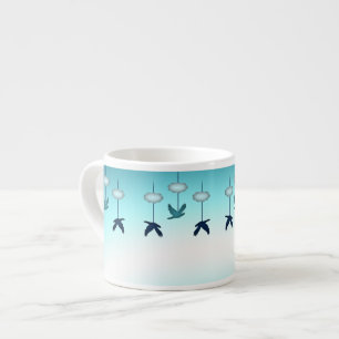 Espresso-Tasse, süße Frühlingsblaue Vögel und Wolk Espressotasse