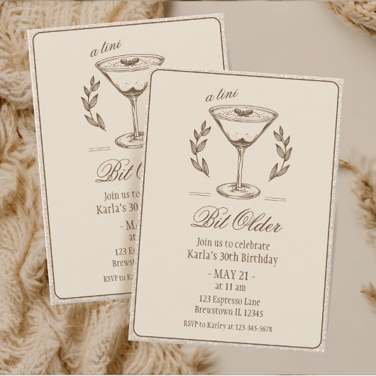 Espresso Tini Bit Ältere Elegant 30. Geburtstag Einladung