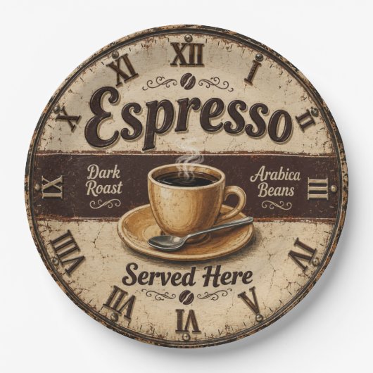 Espresso Vintage Coffee Bar Pappteller (Vorderseite)