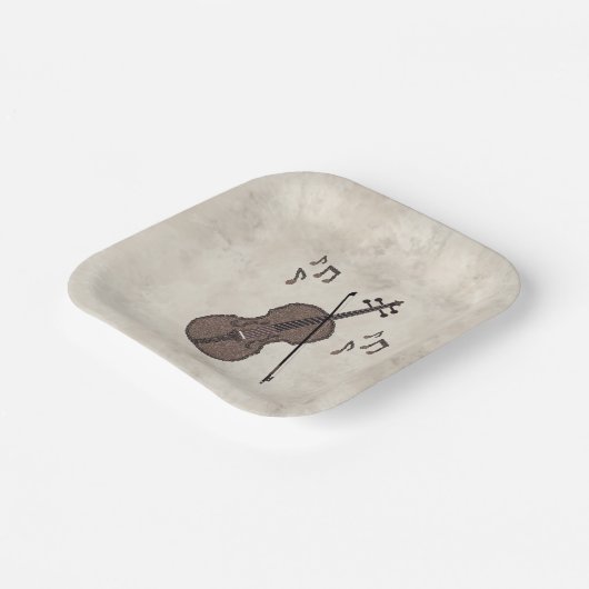 Espresso Violino Violine aus Kaffeebohnen- Pappteller (Gewinkelt)