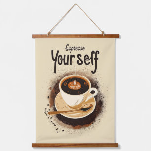 Espresso Wandteppich Mit Holzrahmen
