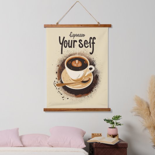 Espresso Wandteppich Mit Holzrahmen (Schlafzimmer)