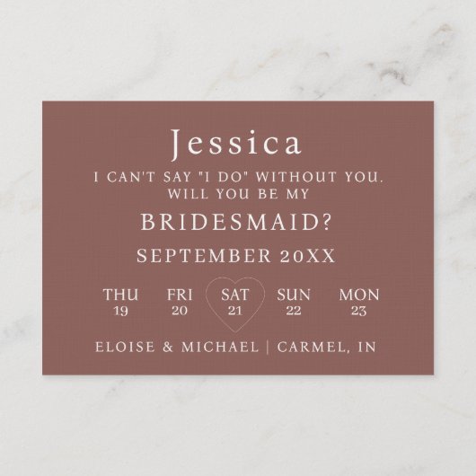 Espresso Will You Be My Bridesmaid Proposal Card Einladung (Rückseite)