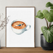 Espresso Woman Soak Watercolor Poster