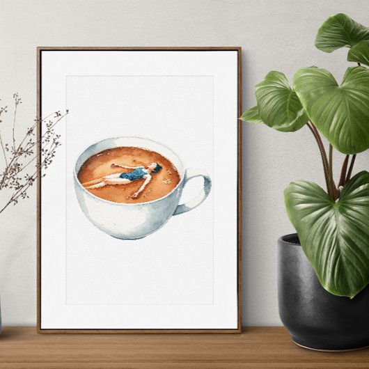 Espresso Woman Soak Watercolor Poster