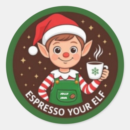 Espresso Your Elf Runder Aufkleber (Vorderseite)