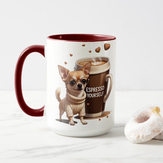 Espresso Yourself – Coffee Chihuahua Edition Tasse (Mit Donut)