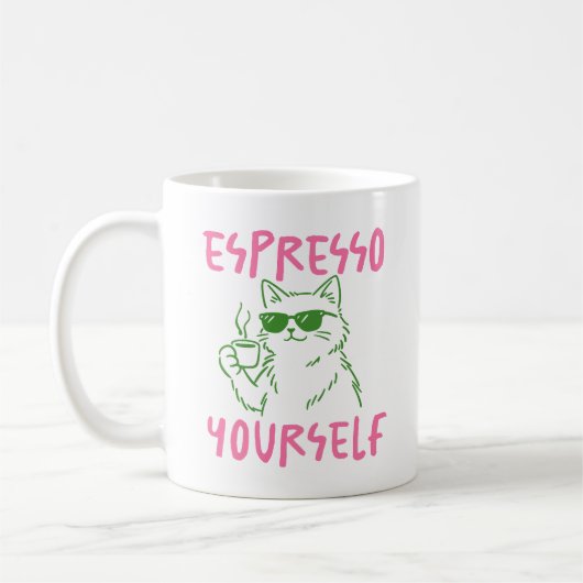 Espresso Yourself Funny Cat Coffee Kaffeetasse (Links)