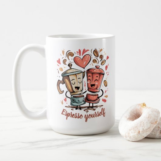 Espresso yourself funny coffee lover graphic art kaffeetasse (Mit Donut)