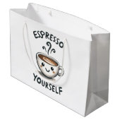 Espresso Yourself Kaffee Große Geschenktüte (Rückseite Schrägansicht)