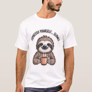 Espresso Yourself Slowly-Shirt Lustiger Faultier T-Shirt
