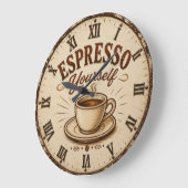 Espresso Yourself Vintage Coffee Große Wanduhr (Winkel)