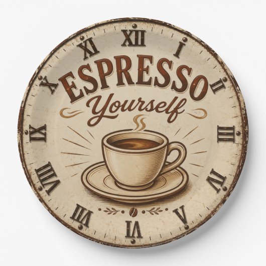 Espresso Yourself Vintage Coffee Pappteller (Vorderseite)