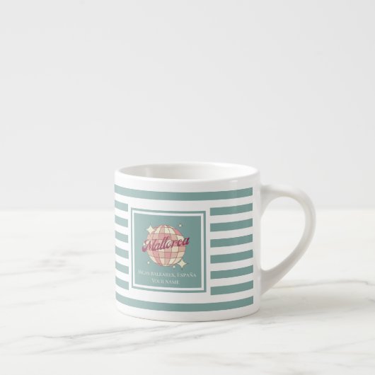 Espressokaffee Tasse mit aquamarinen Streifen (Rechts)