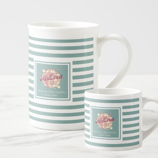 Espressokaffee Tasse mit aquamarinen Streifen