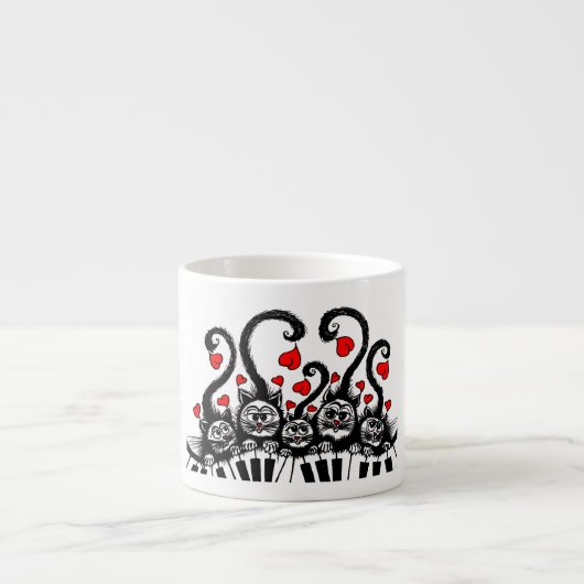 Espressoschale mit den kleinen Katzen, die Klavier Espressotasse (Vorderseite)