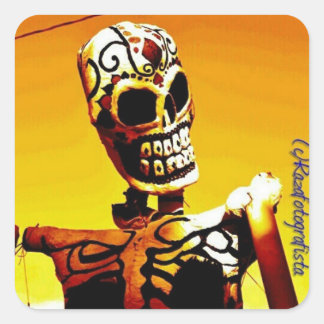 Esqueleto con Fuego Quadratischer Aufkleber