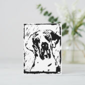Esra Harlekin Great Dane Postkarte (Stehend Vorderseite)
