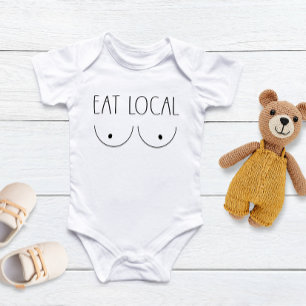 "Ess Local" Funny Breastfood Baby Bodysuit Strampler