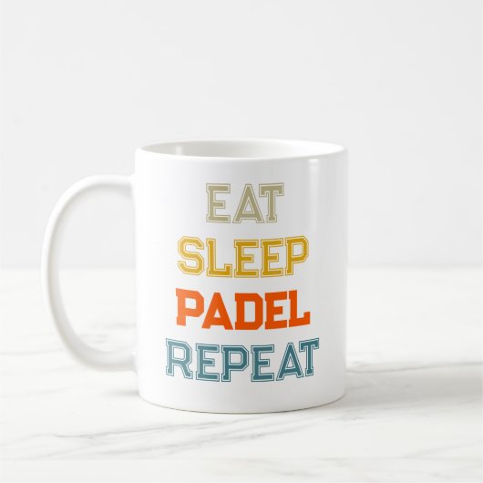 Ess Schlaf Pdel wiederholen Padel Spieler Rettro Kaffeetasse (Links)