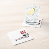 Ess-Schlaf-Ski Rechteckiger Pappuntersetzer (Vor Ort)