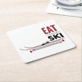 Ess-Schlaf-Ski Rechteckiger Pappuntersetzer (angewinkelt)