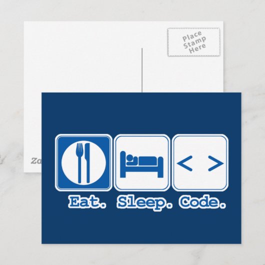 Ess Sleep Code (HTML) Postkarte (Vorne/Hinten)