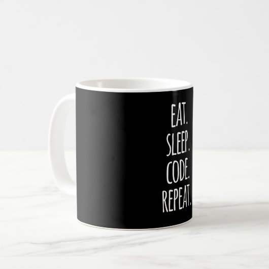 Ess Sleep-Code Wiederholen Computer-Programmierung Kaffeetasse (Vorderseite Links)
