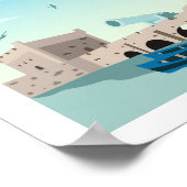 Essaouira City Morocco Illustration Poster (Ecke)