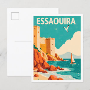 Essaouira Marokko Kunst Vintage-Illustration Reise Postkarte